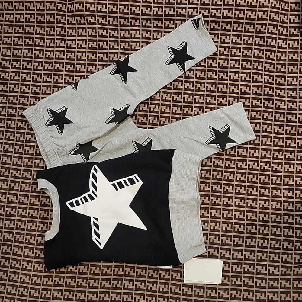 Tiny tribe 6-9 months baby infant star furry inside sweatshirt nwt